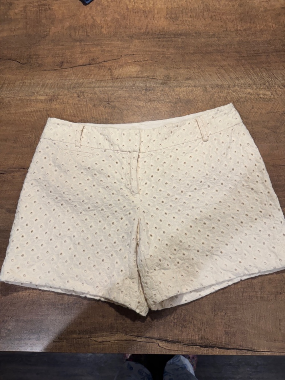 LOFT Eyelet Shorts Womens 6 Cream High Waist Summer Boho Cottagecore
